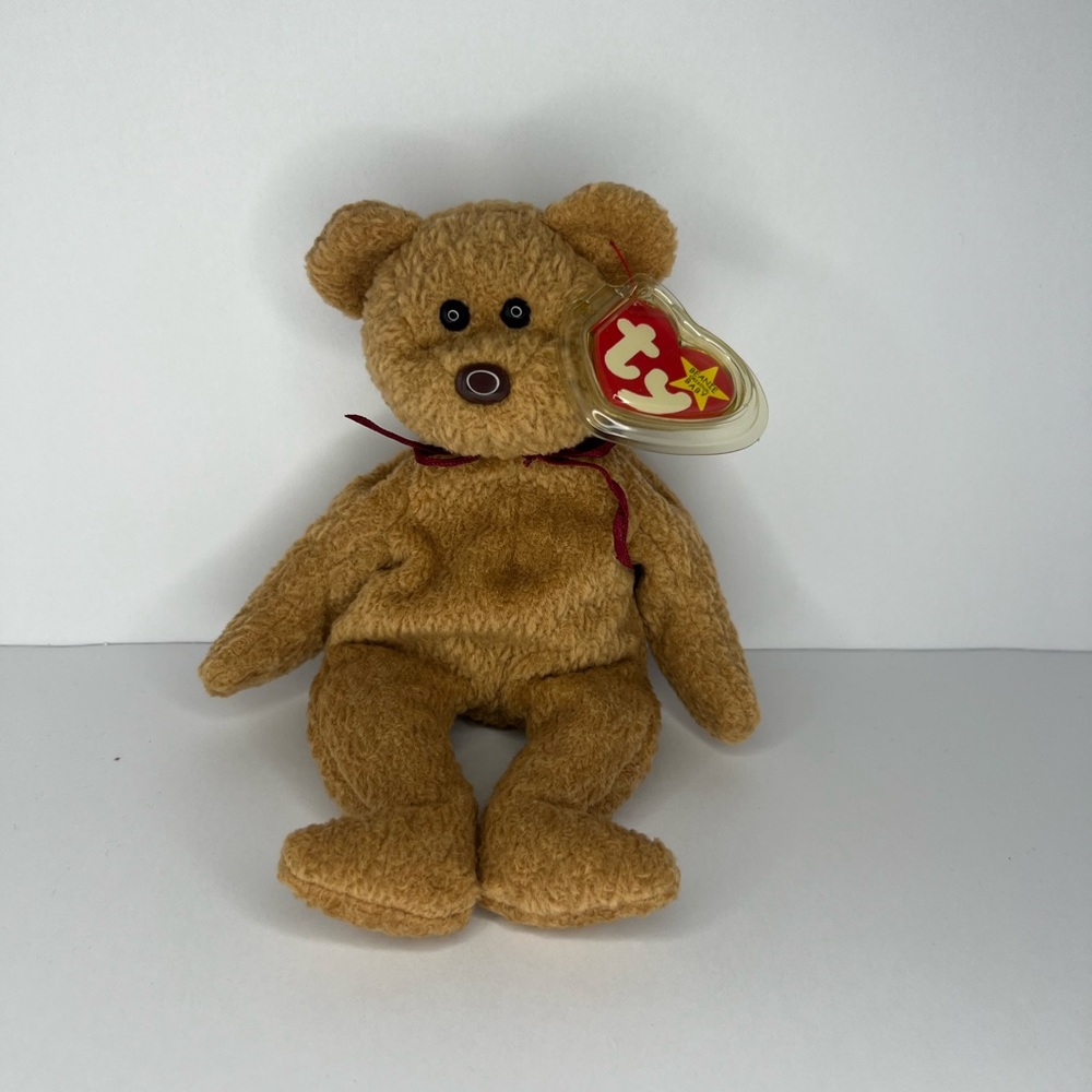 Ty Brown Stuffed Animal Teddy Bear with Soft Fabric and Friendly Expression